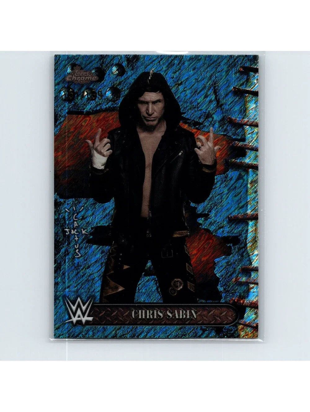 2025 Topps Chrome WWE x Cactus Jack Chris Sabin #83 Blue Refractor #/150